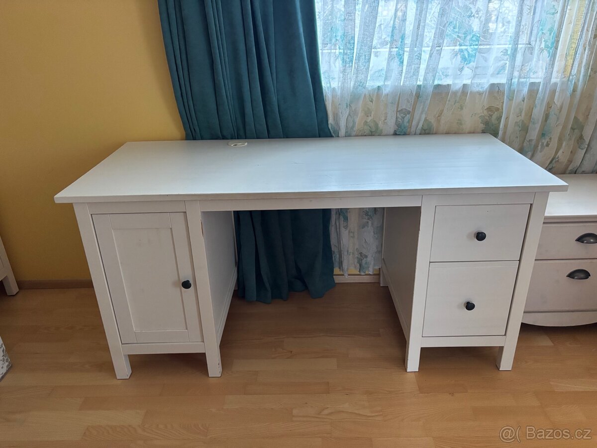 Psací stůl, bílé mořidlo 155x65 cm - 2