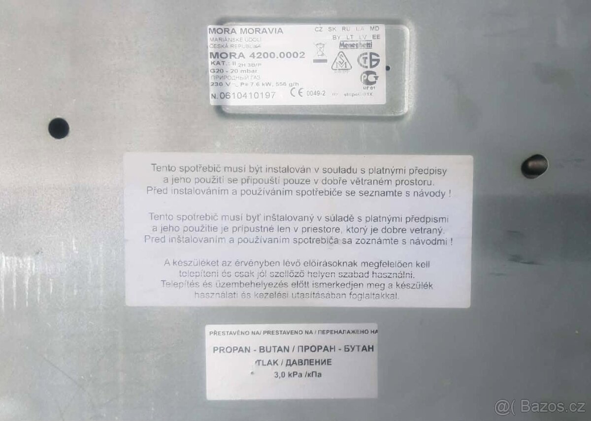 Plynová vestavěná deska MORA - 2