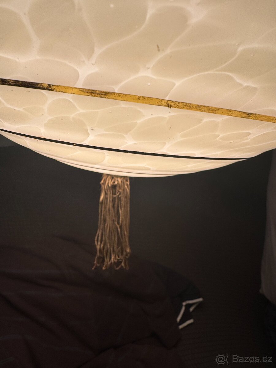 starožitný lustr funkční brokové sklo první republika - 2