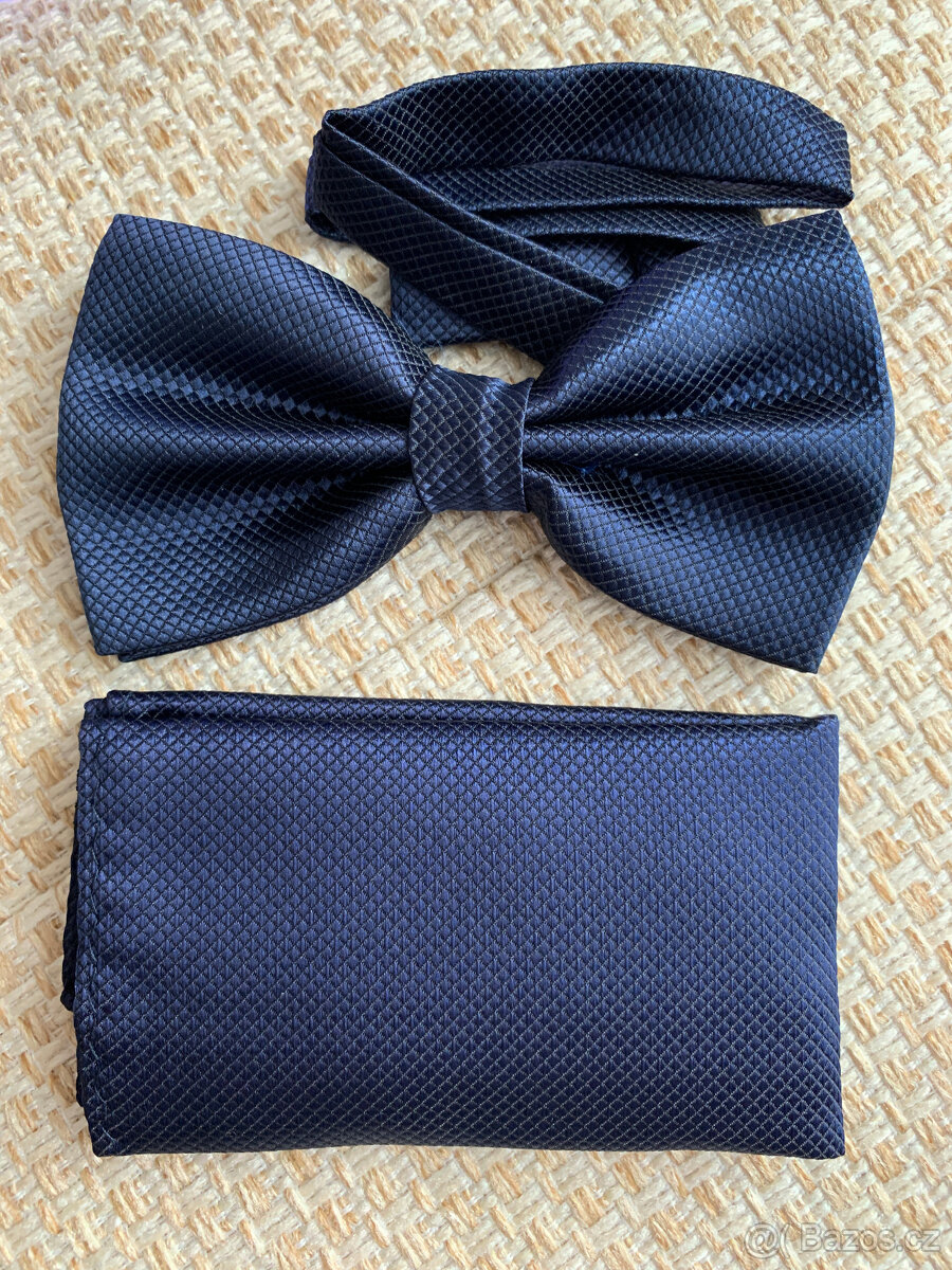 Pánský set motýlek+kapesníček, modrý odstín - 2