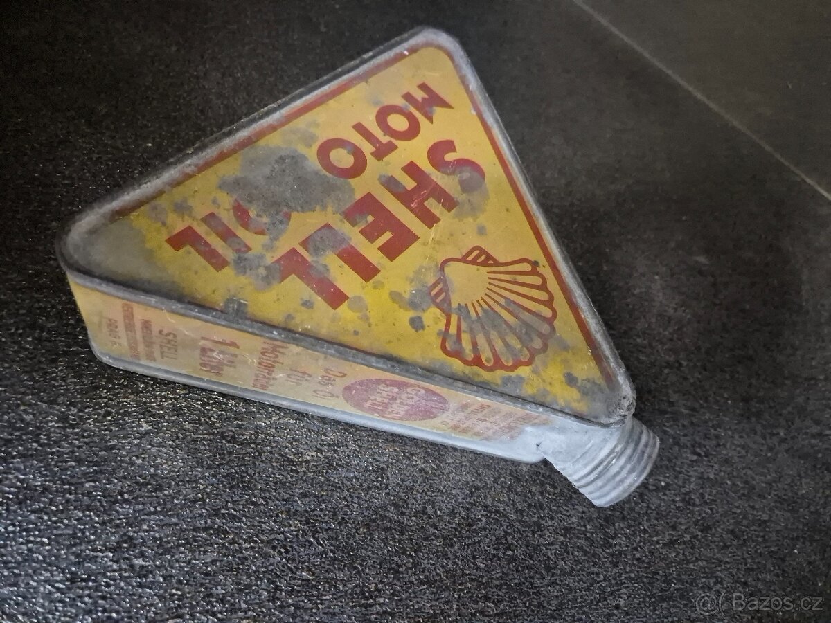 Originál starožitná plechovka chovka na olej Shell 1930 - 2