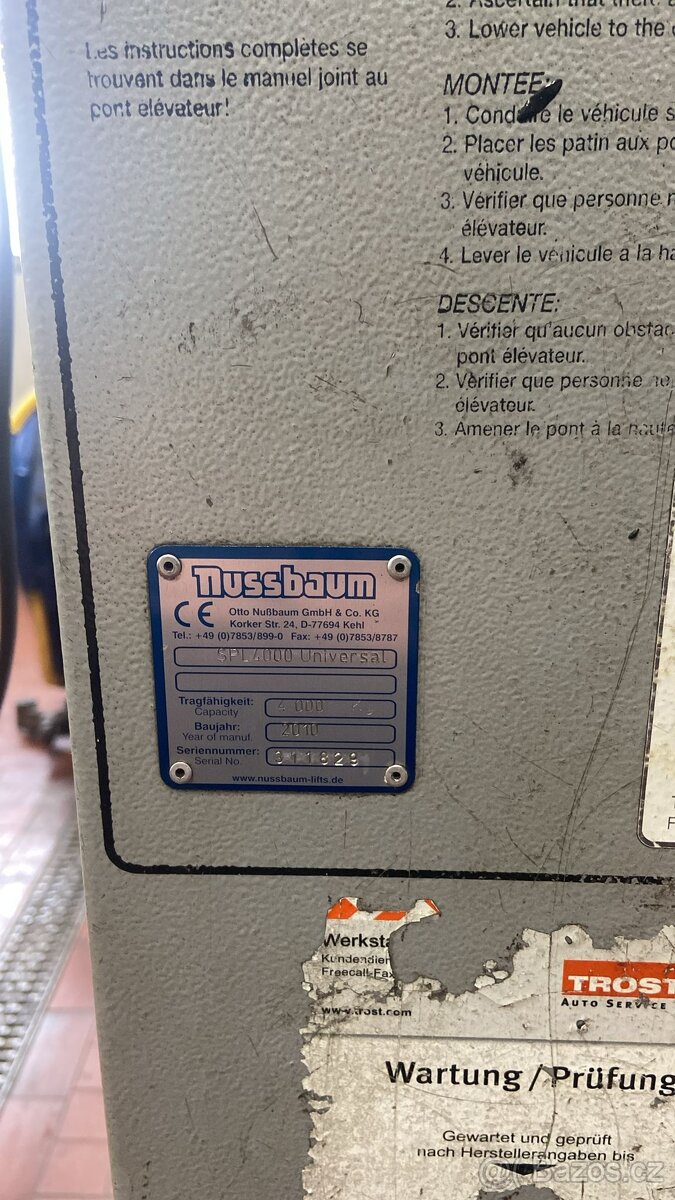 Dvousloupový hydraulický zvedak Nussbaum 4t - 2