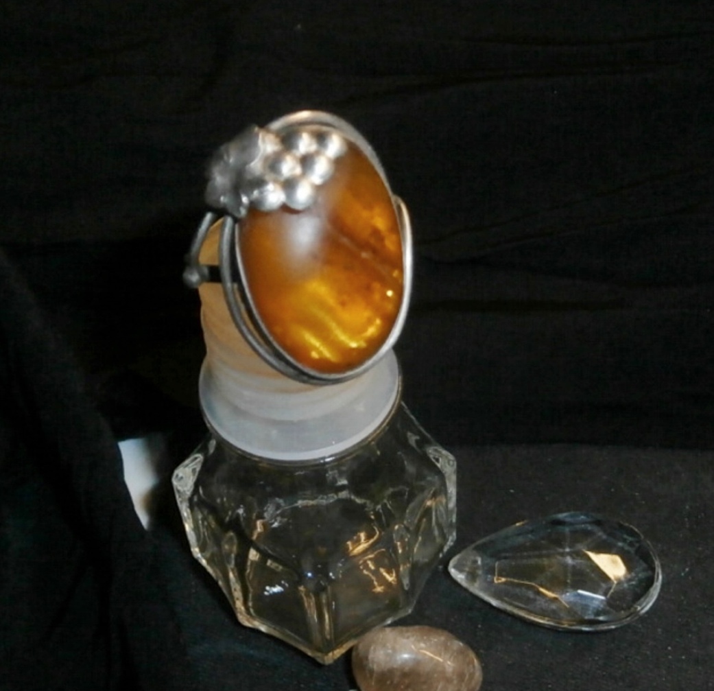 Prsten stříbrný s jantarem - 2