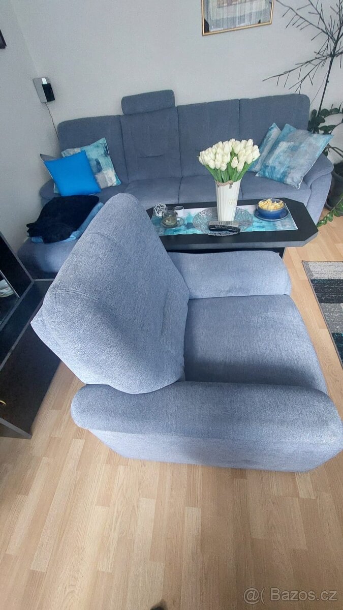 Rohová Pohovka Džínová - 2