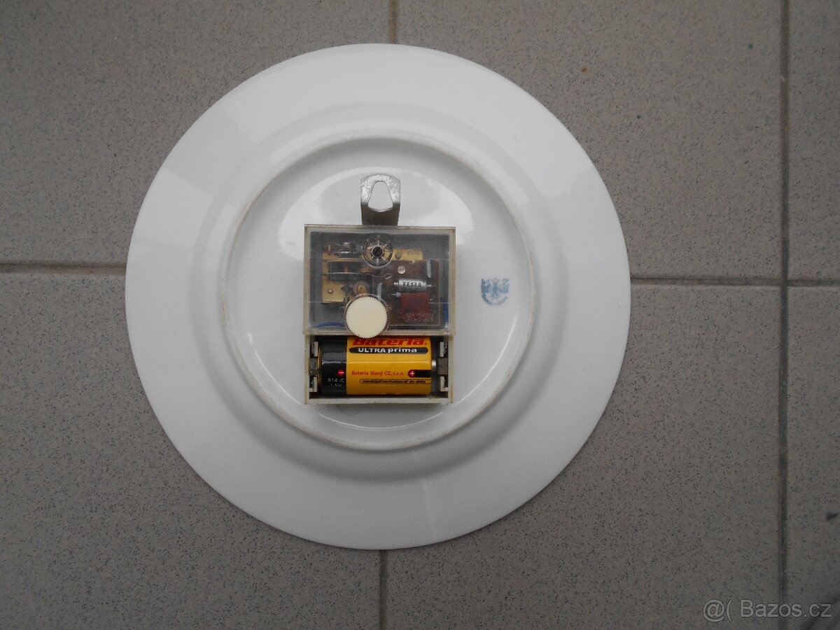 Staré, talířové, porcelánové hodiny. - 2