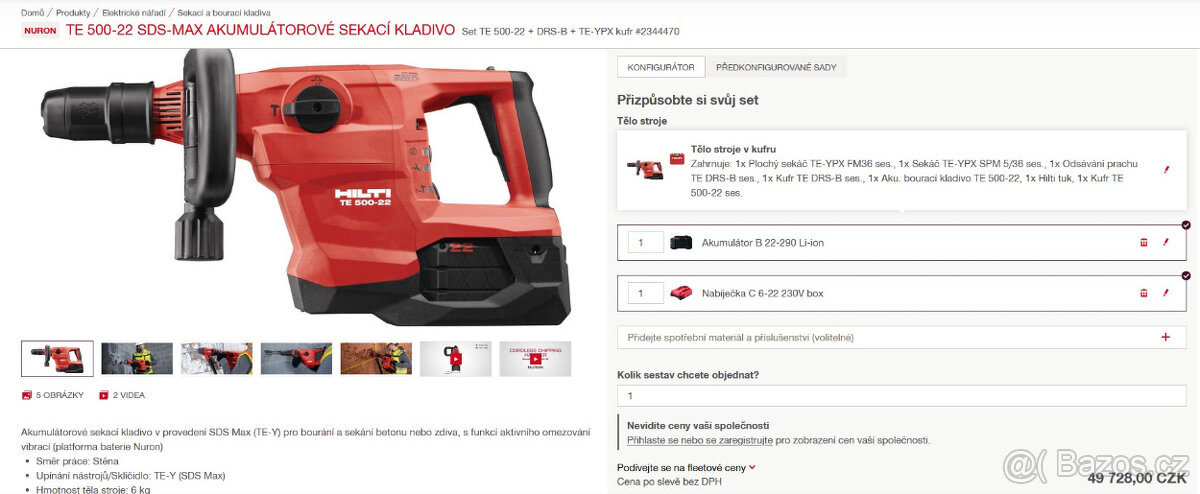 Hilti TE 500-22 SDS-Max Akumulátorové sekací kladivo - 2