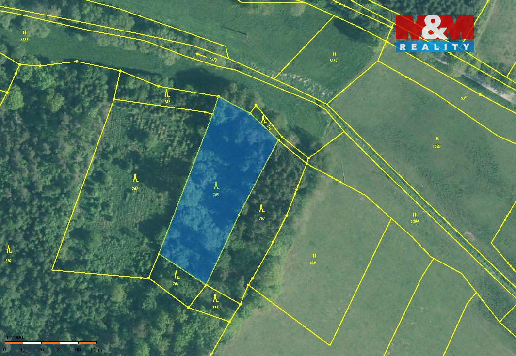 Prodej lesa, 3555 m², Kváskovice - 2