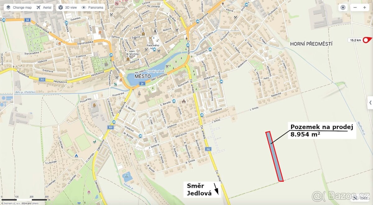 Investiční pozemek na prodej, 8.954m2, město Polička - 2