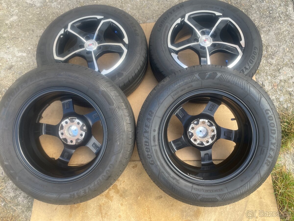 Alu kola 5x100.r15.Letní pneu 195/65/15.Škoda,Vw,Audi,Seat. - 2