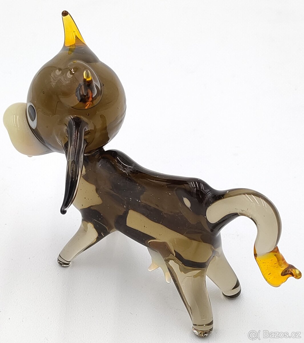 Sběratelská stará retro skleněná Figurka Kravička Ruční prác - 2