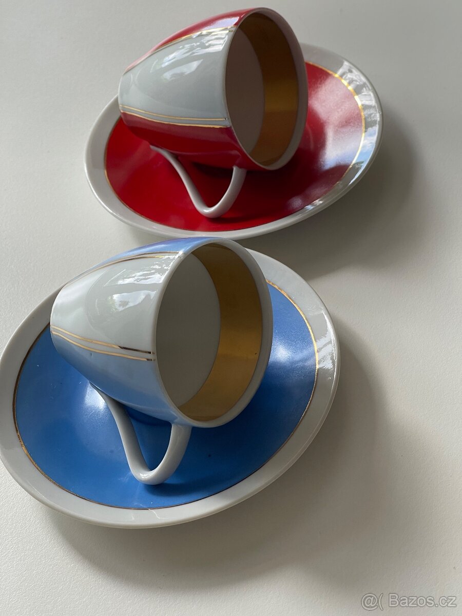 Retro moka šálky s podšálky - 2