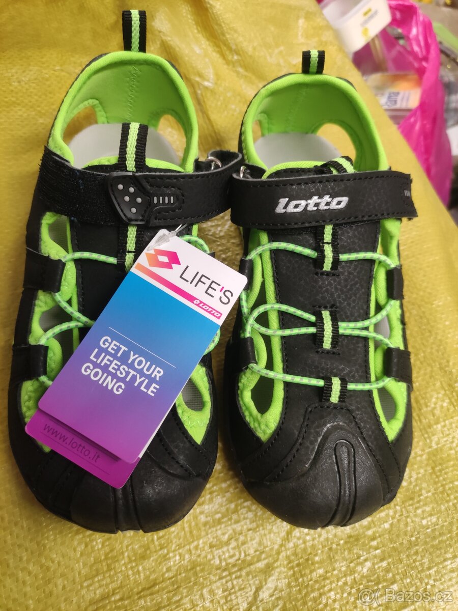 Sportovní sandály Motto, pevná špička nové 34 černozelené - 2