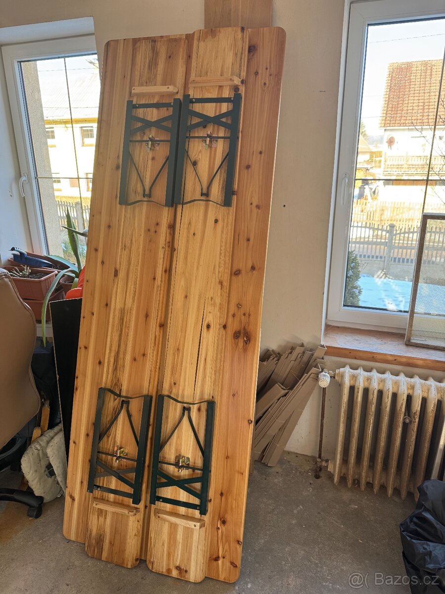 Pivní set stůl 217x79 a dvě lavice - 2
