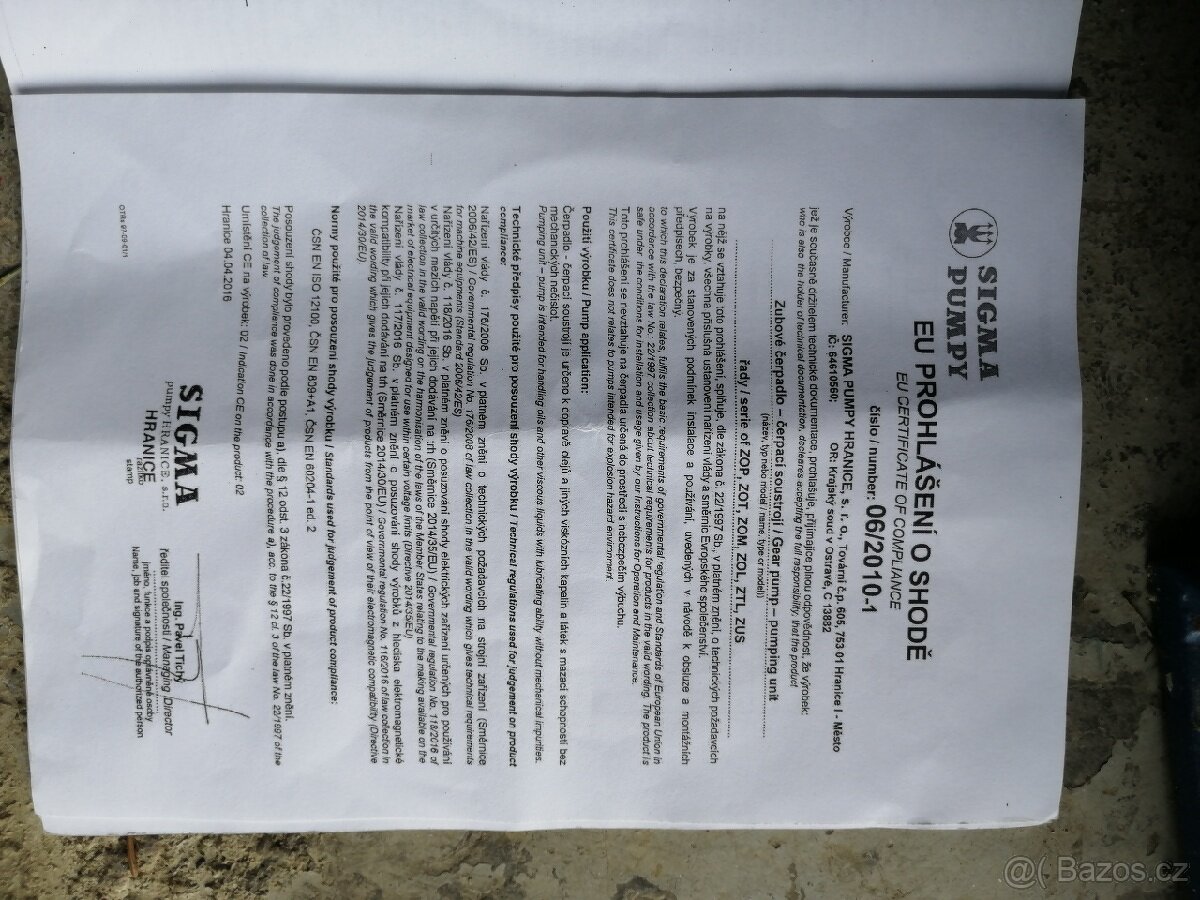 Zubové čerpadlo Sigma ZOM 5 - 2