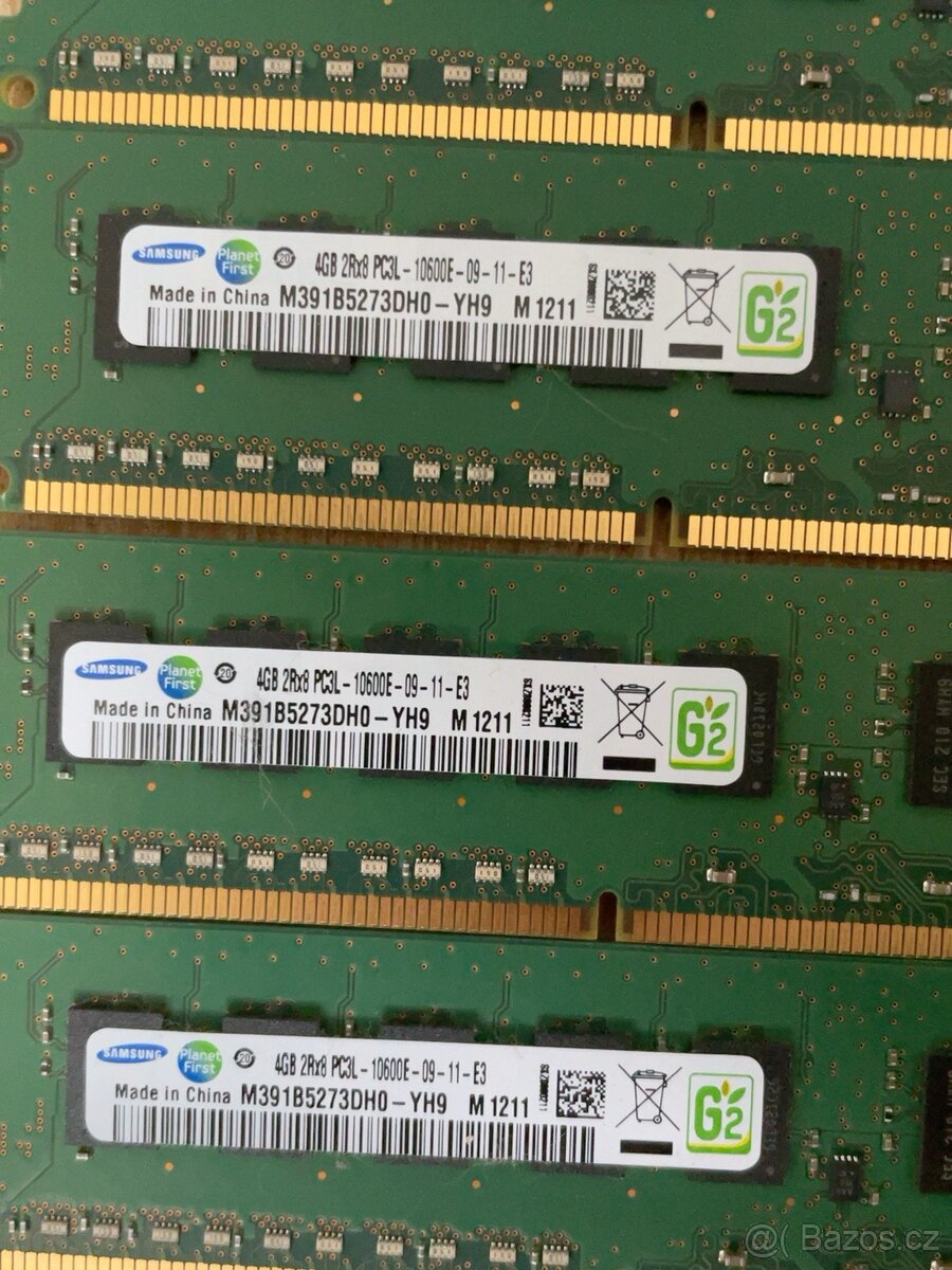 6× 4GB Samsung DDR3L ECC RAM – 24 GB celkem - 2