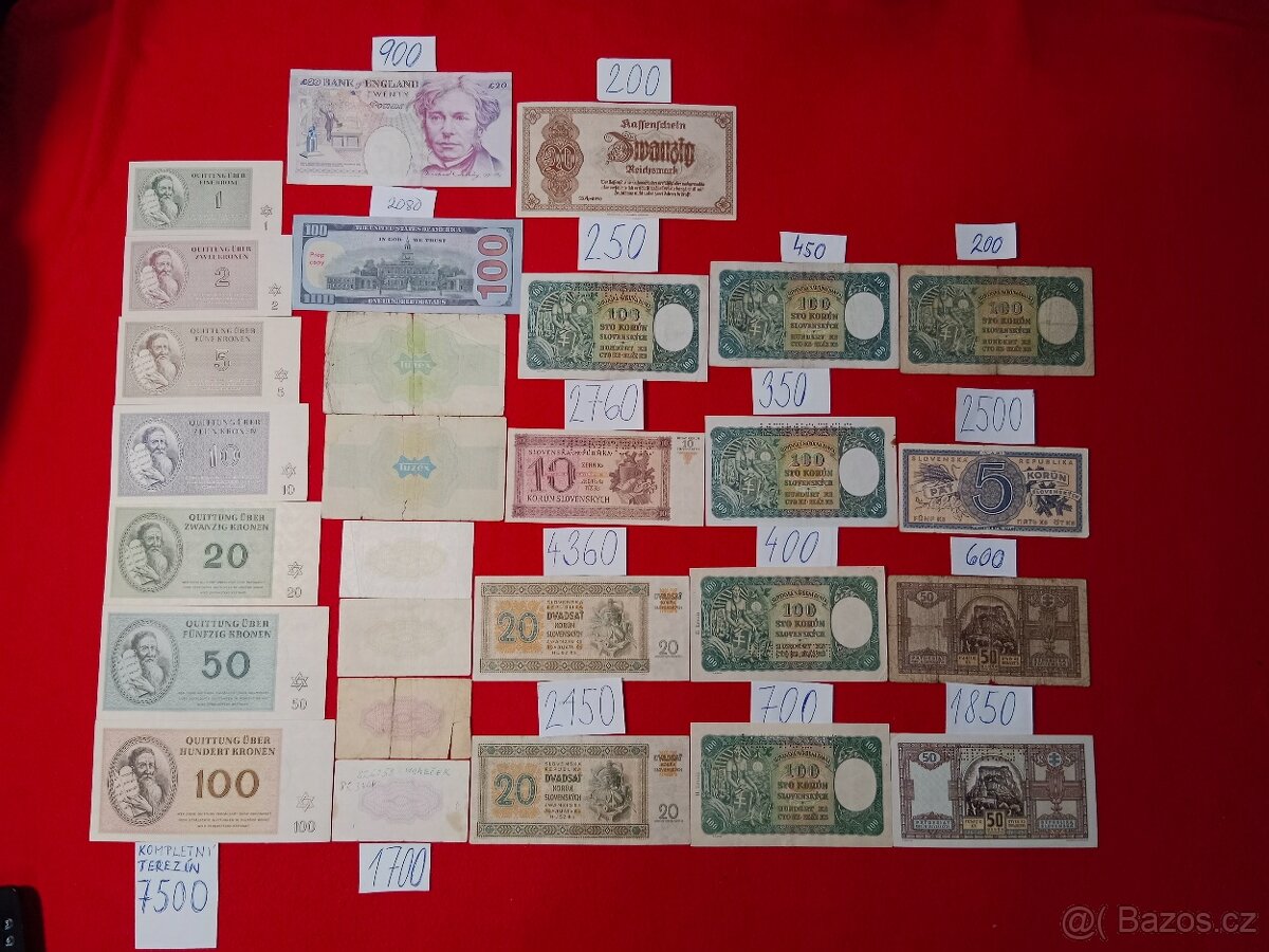 Terezín, Bony z Tuzexu a Slovenské bankovky atd. - 2