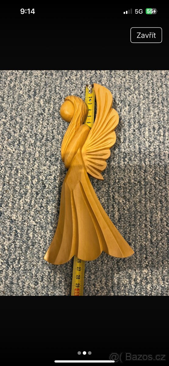 nástěnný dřevěný anděl - 2