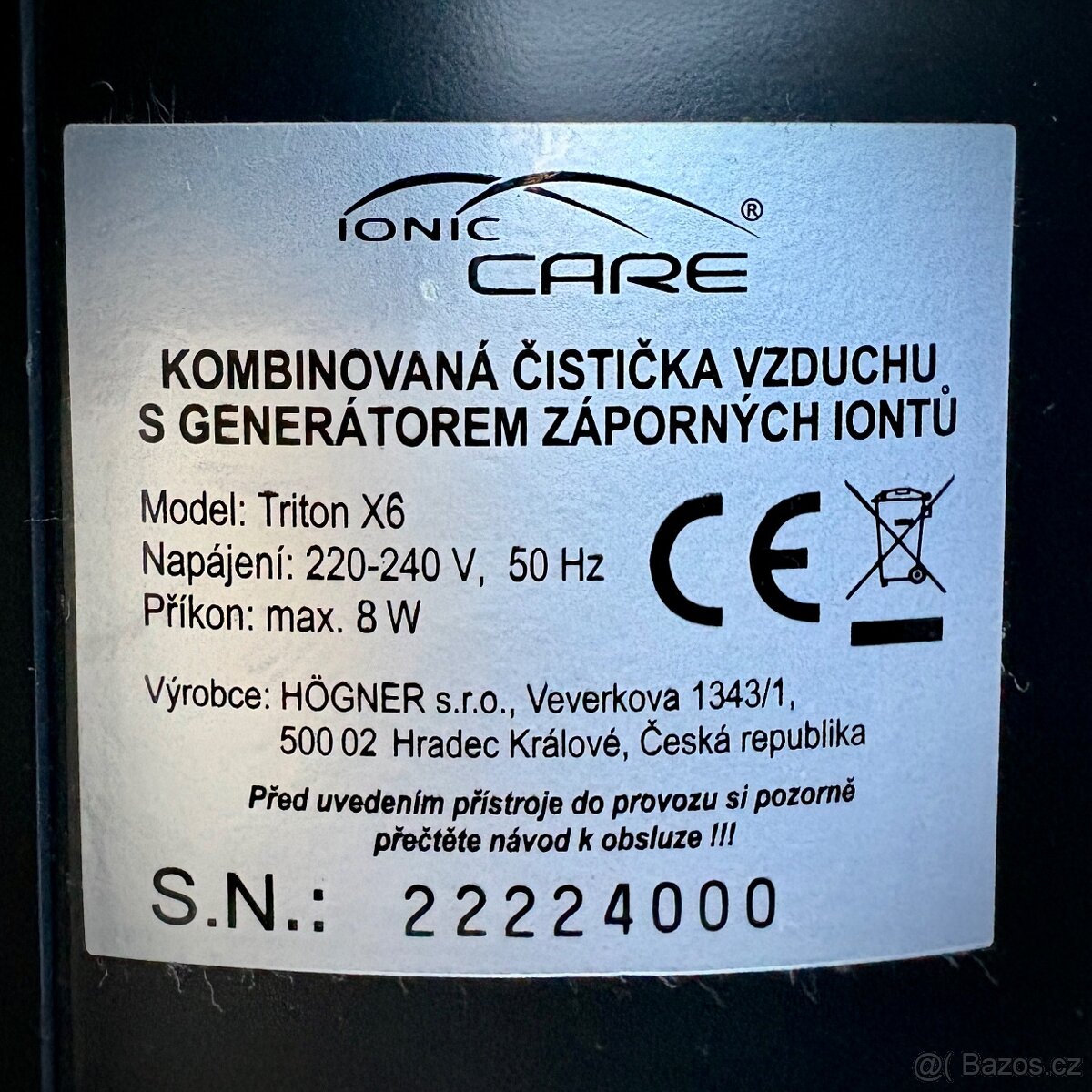 Čistička vzduchu Ionic-CARE Triton X6 - 2