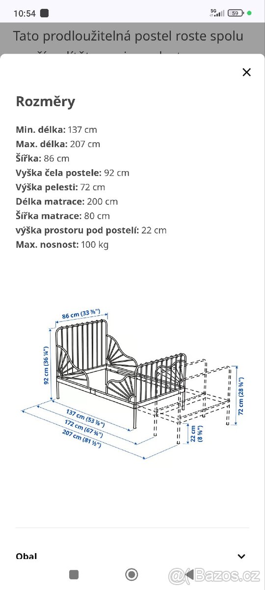Rostoucí postel + rošt Ikea - 2