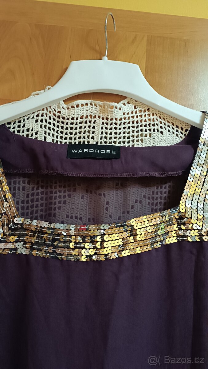 Fialová halenka s flitry vel 56 - 2