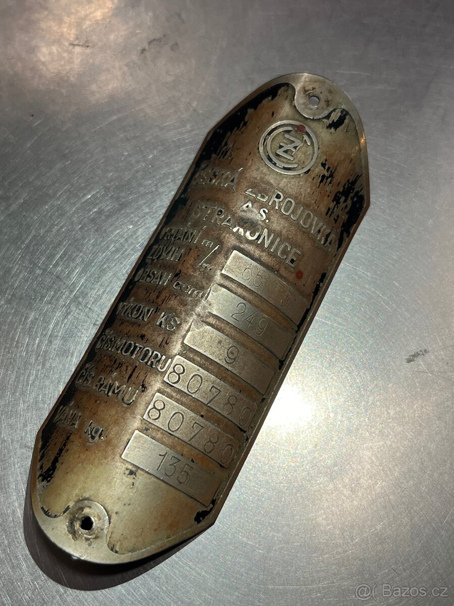 Štítek ČZ 250 předvalka - 2