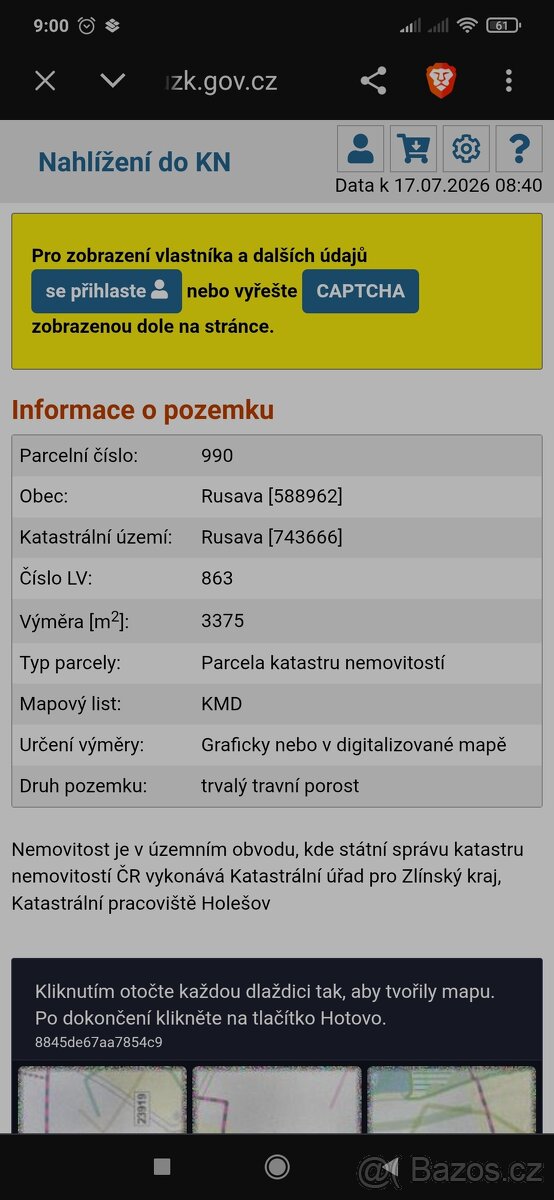 Pozemek Rusava - 2