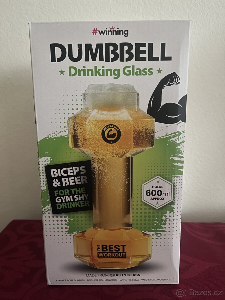 Pivní sklenice na pivo 600ml hantel (dárek) - 2