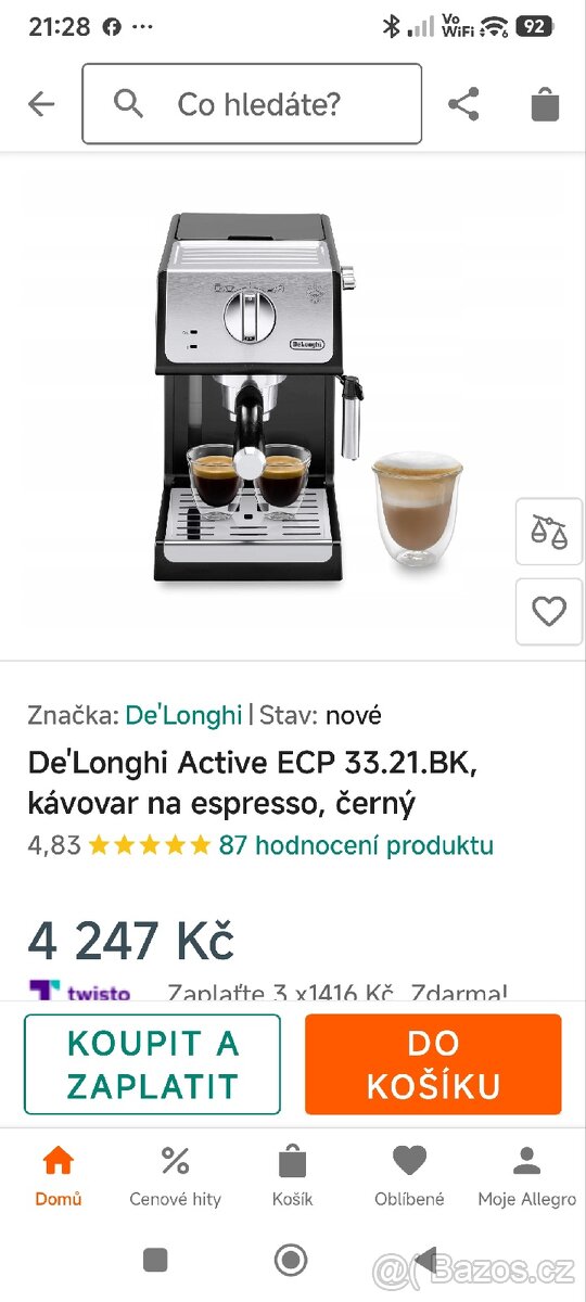 pákový kávovar De'Longhi ECP 33.21 - 2