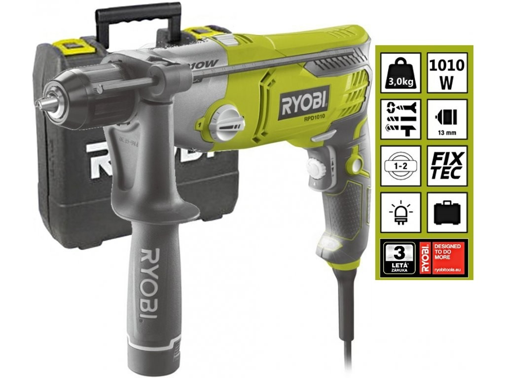 2rychlostní příklepová vrtačka RYOBI 1010W (nová) - 2