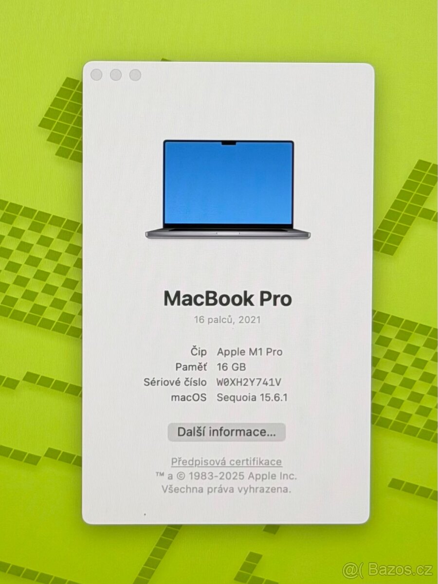 MacBook Pro 16” 2021 CTO /16GB RAM/512GB SSD/Záruka - 2