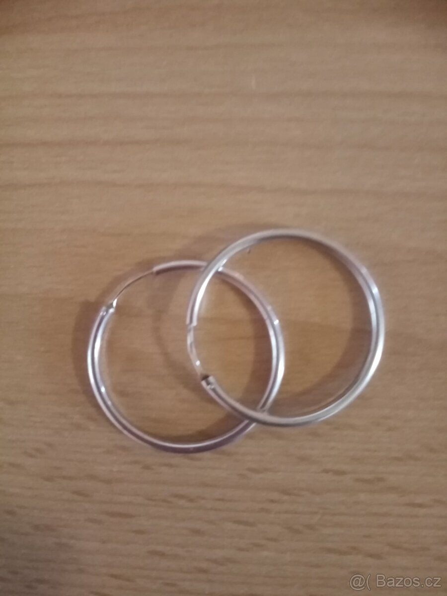 Náušnice stříbrné kruhy velikost 3 cm - 2