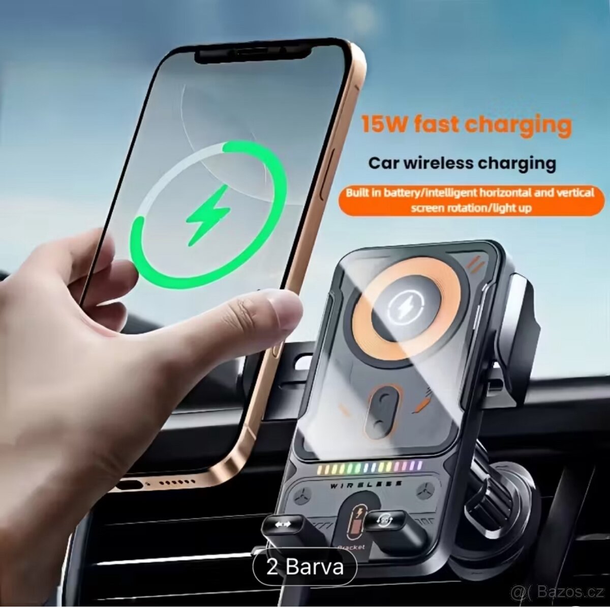 Držák na mobil do auta s bezdratovou nabijeckou - 2