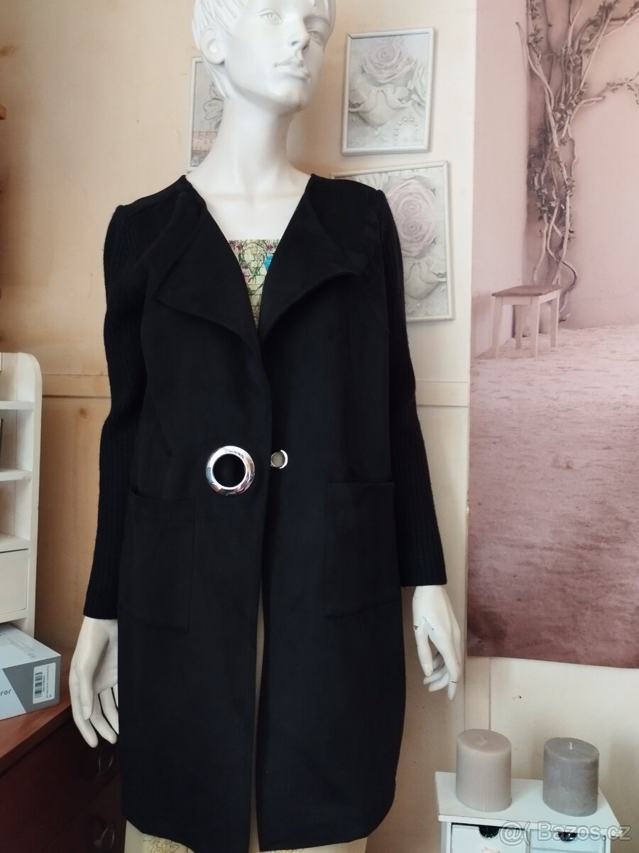 kombinovaný černý kabátek - 2