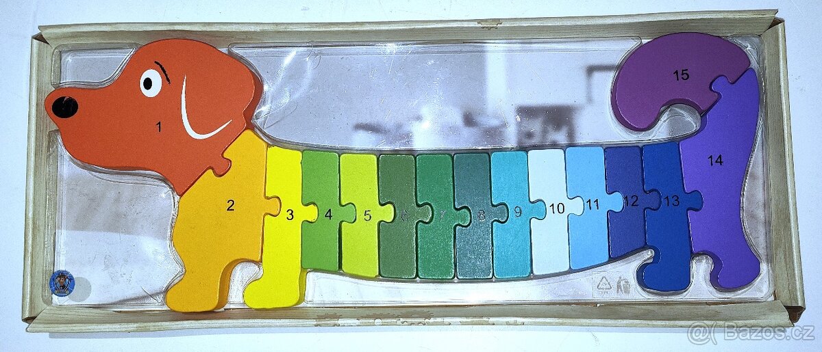 PUZZLE PEJSEK EDUKATIVNÍ SKLÁDAČKA ČÍSLA A BARVY - 2
