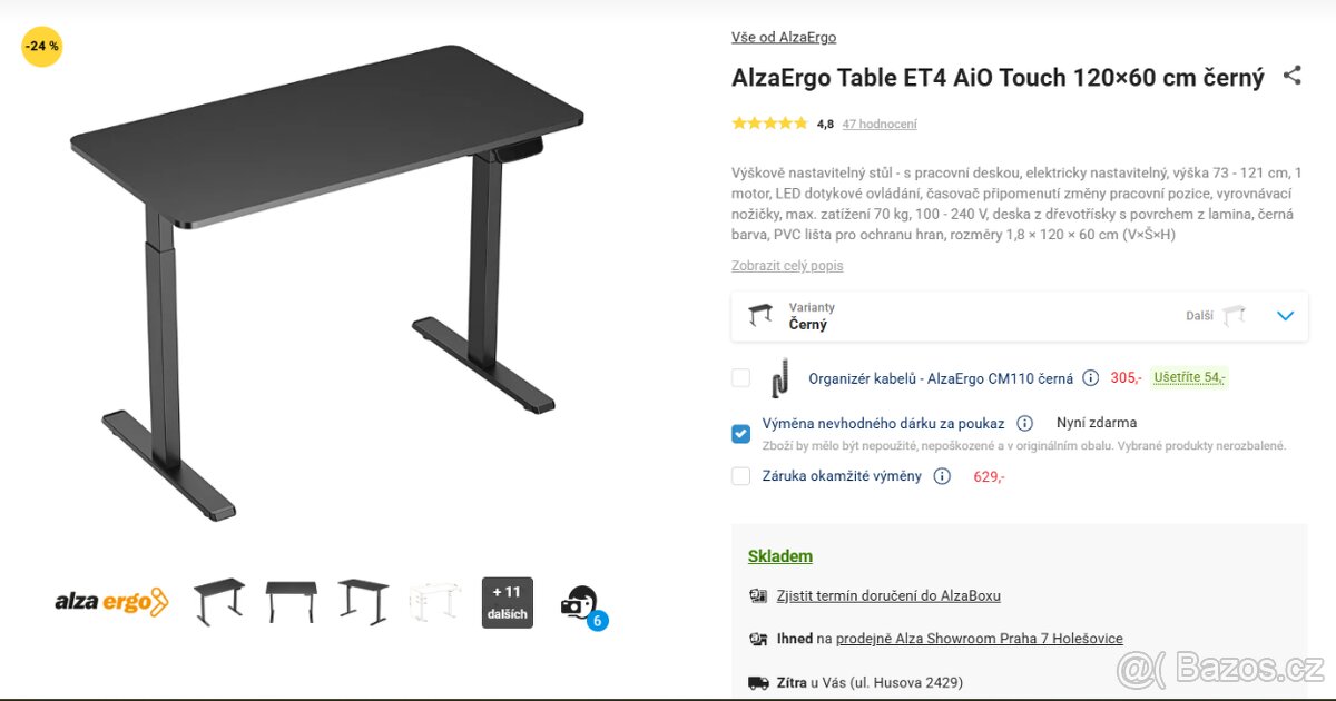 AlzaErgo výškově nastavitelný stůl 140×70cm - Málo používaný - 2