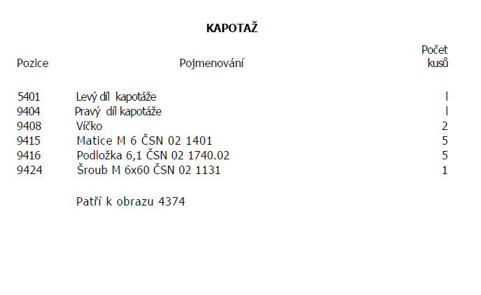 Kapotáž slavia 1D90 - 2