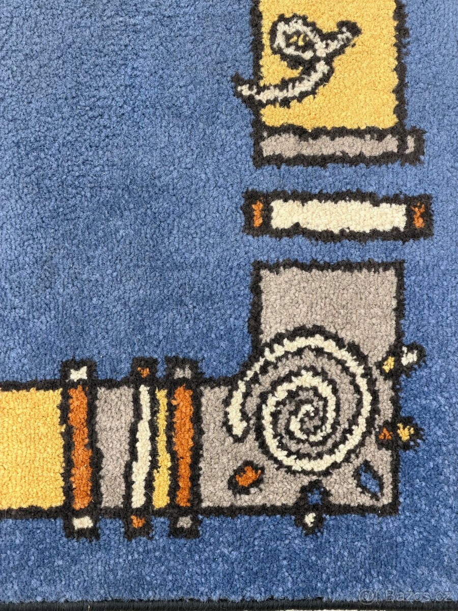 Modrý koberec s barevným motivem 800 x 1500 mm - 2