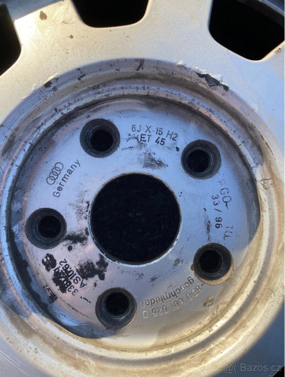 Alu kola 5x112r15 Audi original z letní pneu 195/65r15 - 2