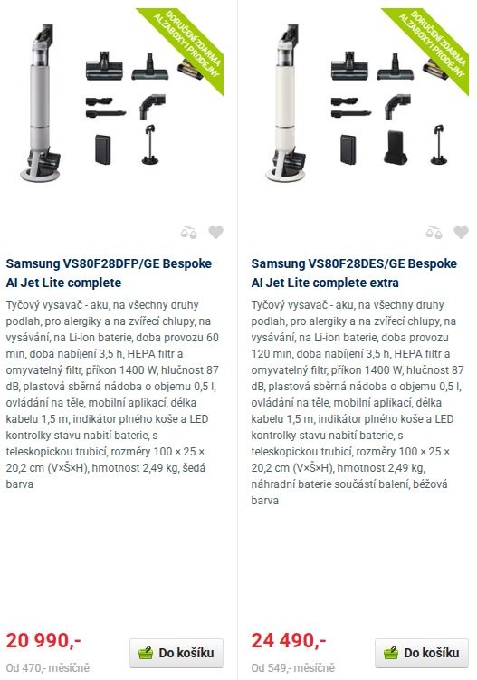 Samsung vysavač 280W Bespoke AI Jet Lite complete - nový - 2