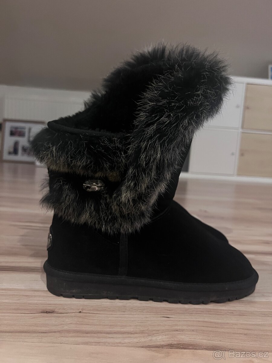 Sněhule - černé 40 s kožíškem - 2