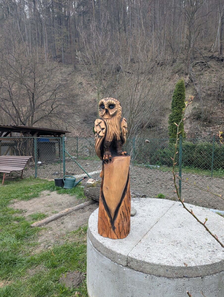 Dřevěná socha - sova - 2