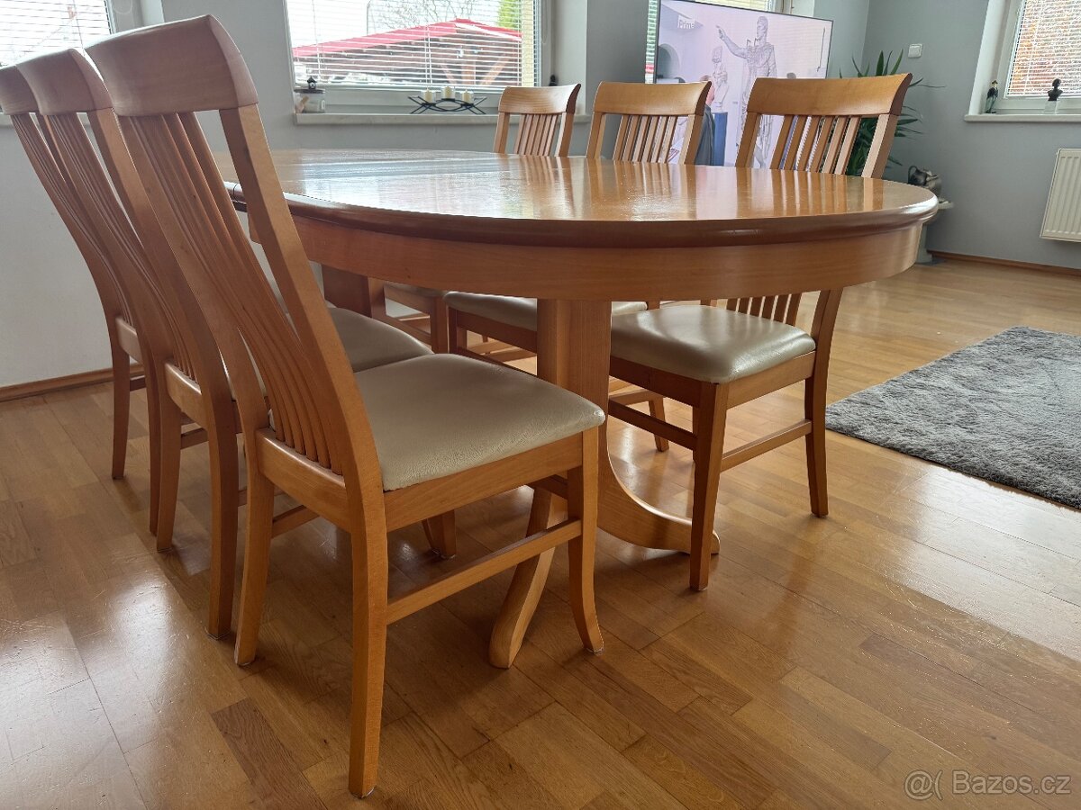 Set rozkladaci jidelní stůl a 6 židlí - 2