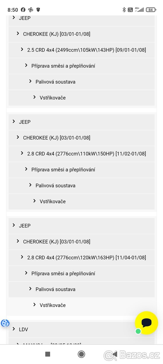 Jeep,/Chrysler/2.8/120kw/08/ vstřiky - 2