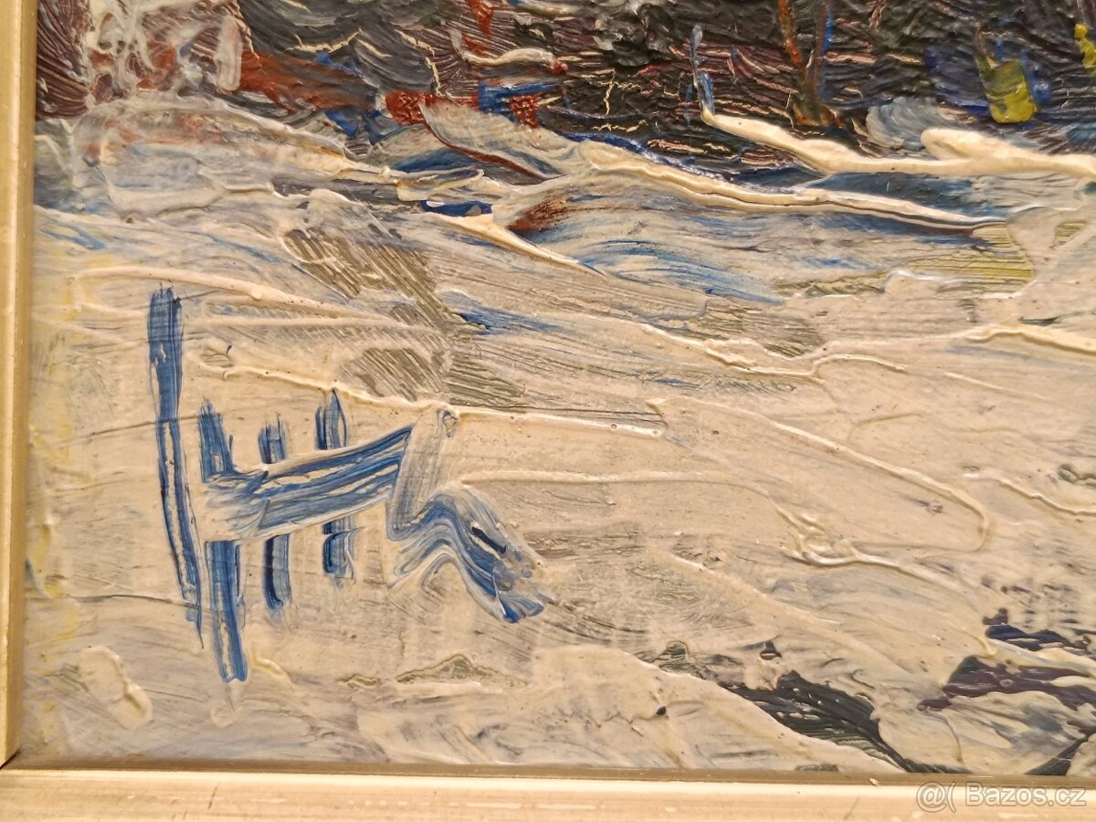 Obraz Zimní Šumava, olejomalba 43x78 - 2