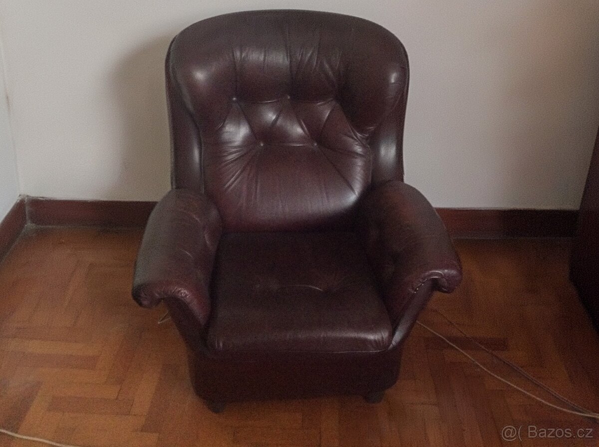 Kožená sedací souprava se 2 křesly - 2