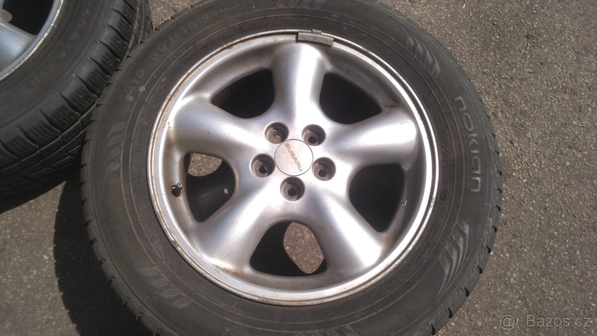 Originál ALU Subaru 6,5x16 et48 + pneu 215/60/16 - 2