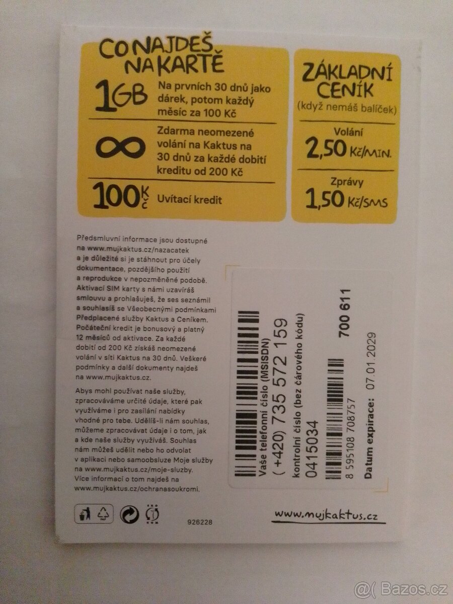 Kaktus sim karta - 2