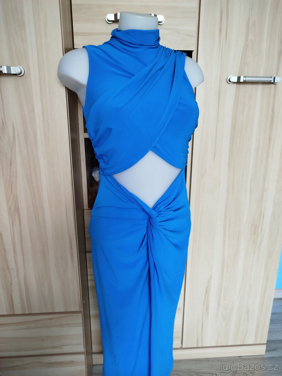 modré šaty s otvorem v pase, zn.Trendyol - 2