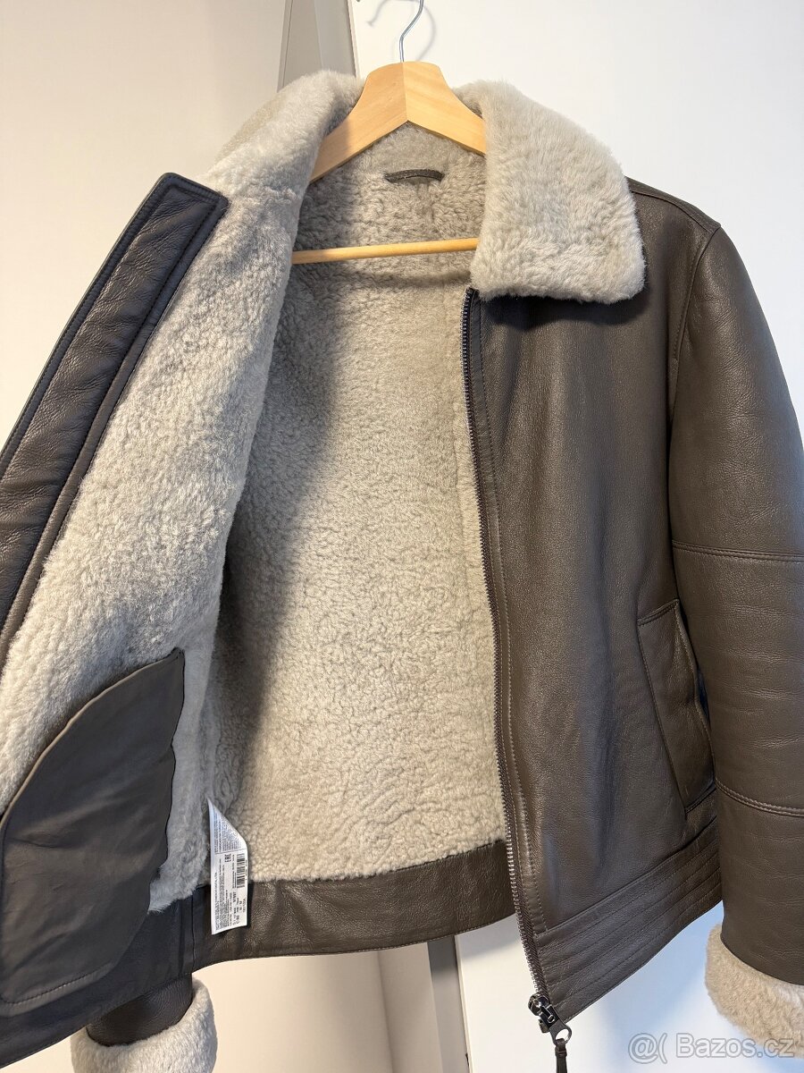 Pánská kožená shearling bunda Mango - 2