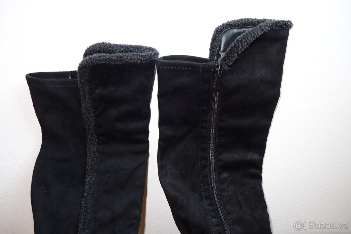 Vysoké dámské zimní semišové kozačky vel.37 - 2